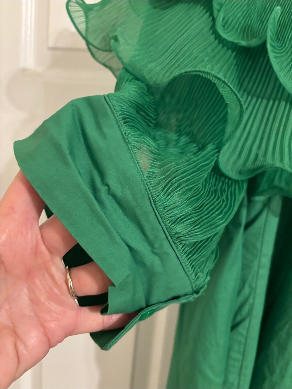 Green Ruffle Off-Shoulder Dress - Picture 3 of 7